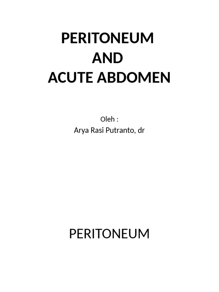 Peritoneum and Acute Abdomen Overview | PDF | Peritoneum | Abdomen