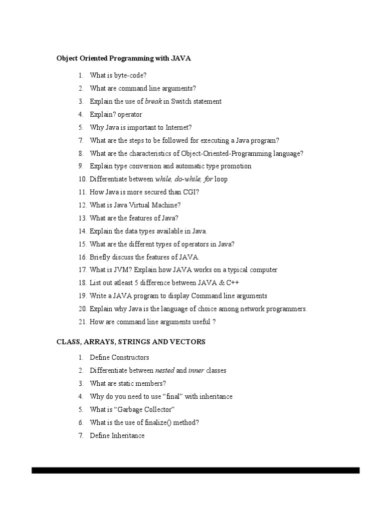IMP Question Bank JAVA | PDF | Java (Programming Language) | Method ...