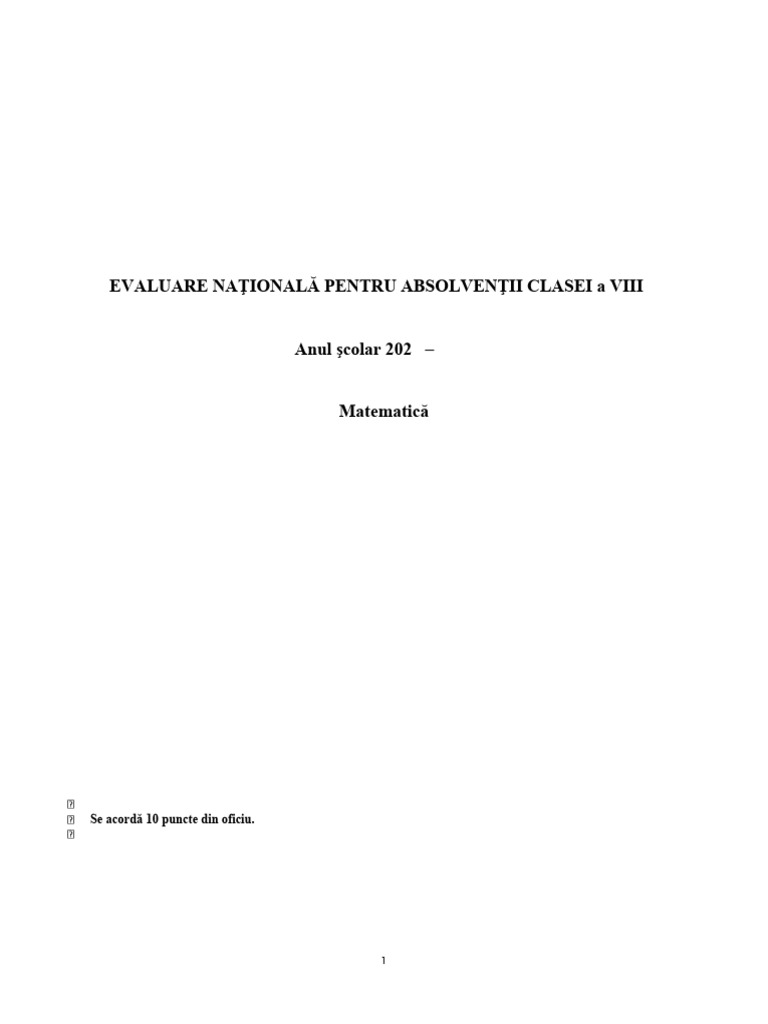Test de Evaluare Nationala Varianta 3 Ptr. Luna Noiembrie 2024 | PDF