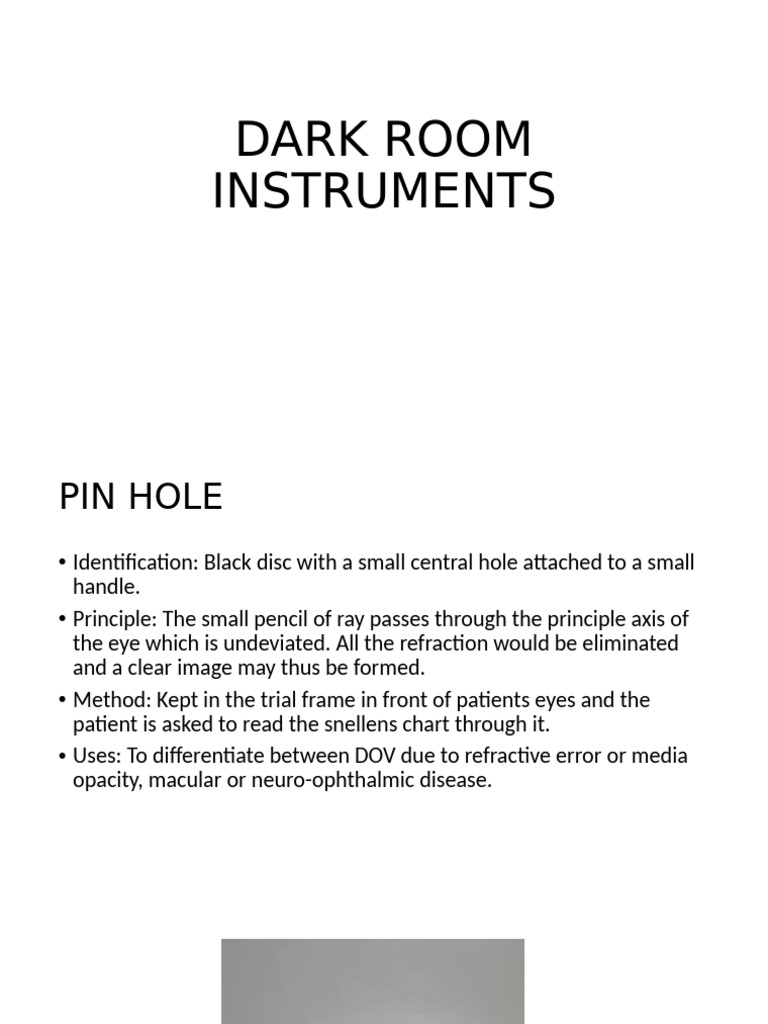 Dark Room Instruments in Ophthalmology | PDF | Eye | Myopia