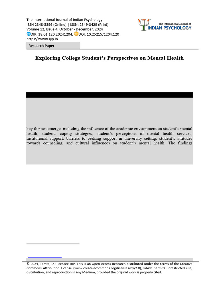 College Students' Views on Mental Health Services | PDF | Mental Health ...