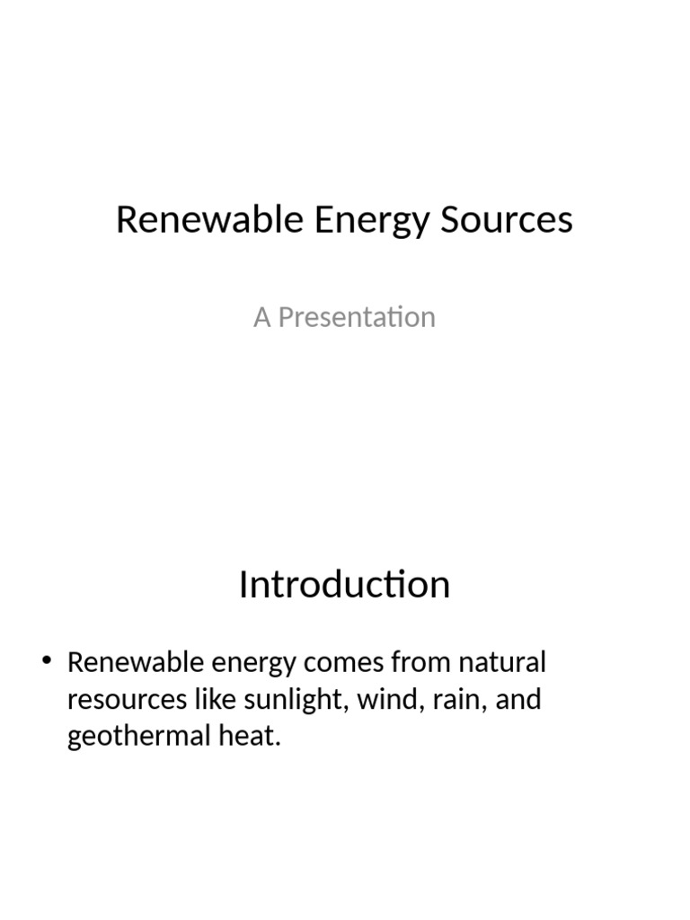 Overview of Renewable Energy Sources | PDF