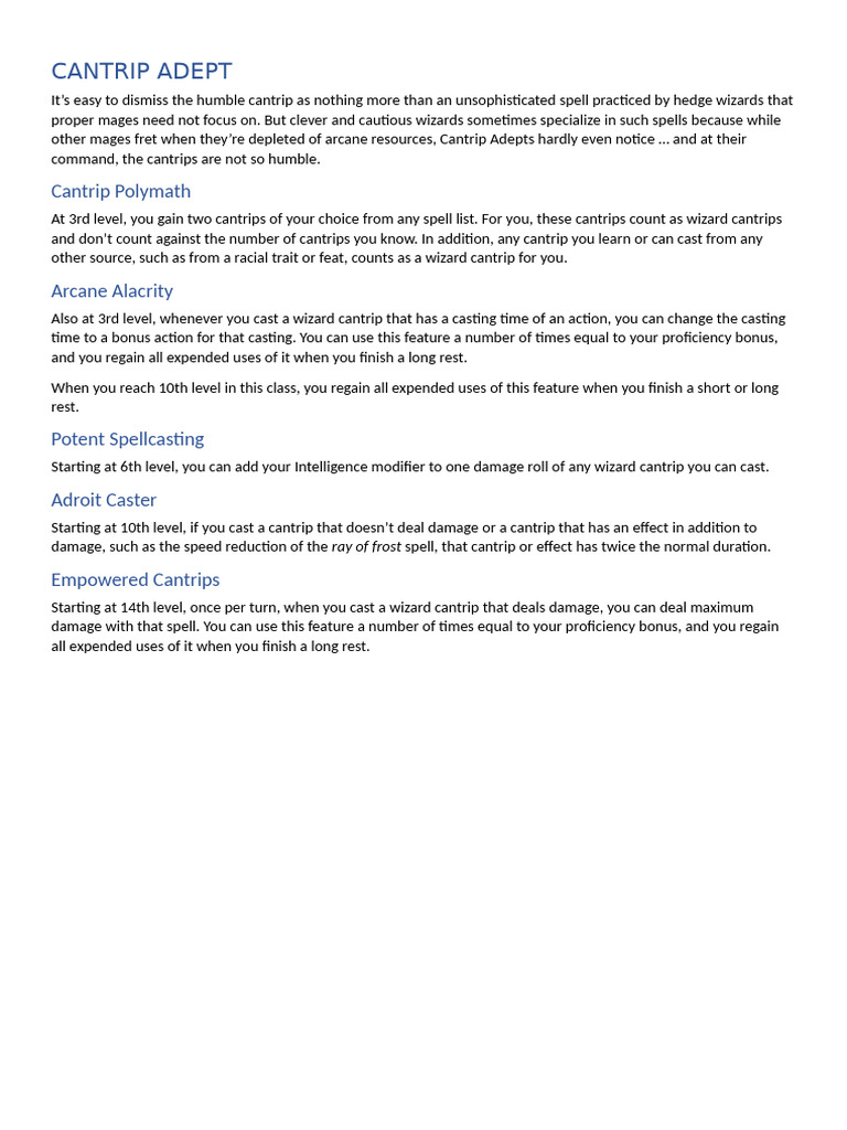 Mastering Wizard Cantrips | PDF