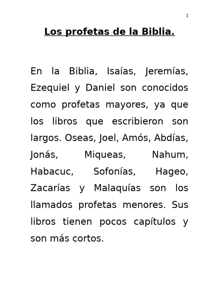 Profetas de la Biblia: Nombres y Roles | PDF | Doce profetas menores ...