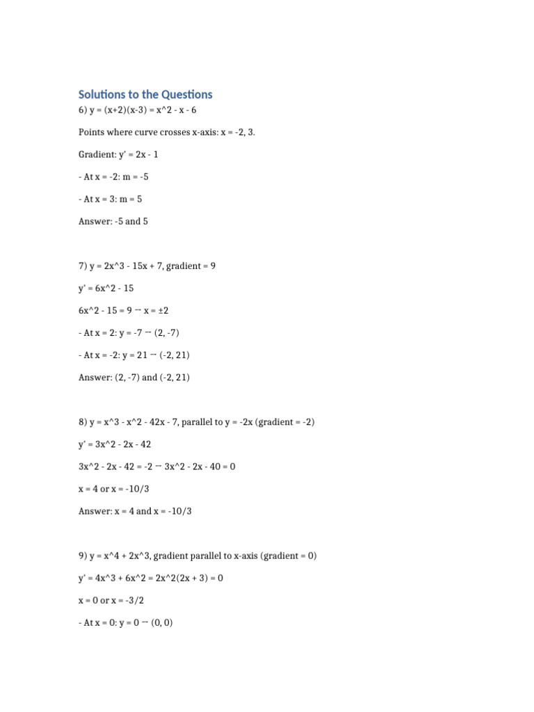 Calculus Tangent Questions Final | PDF
