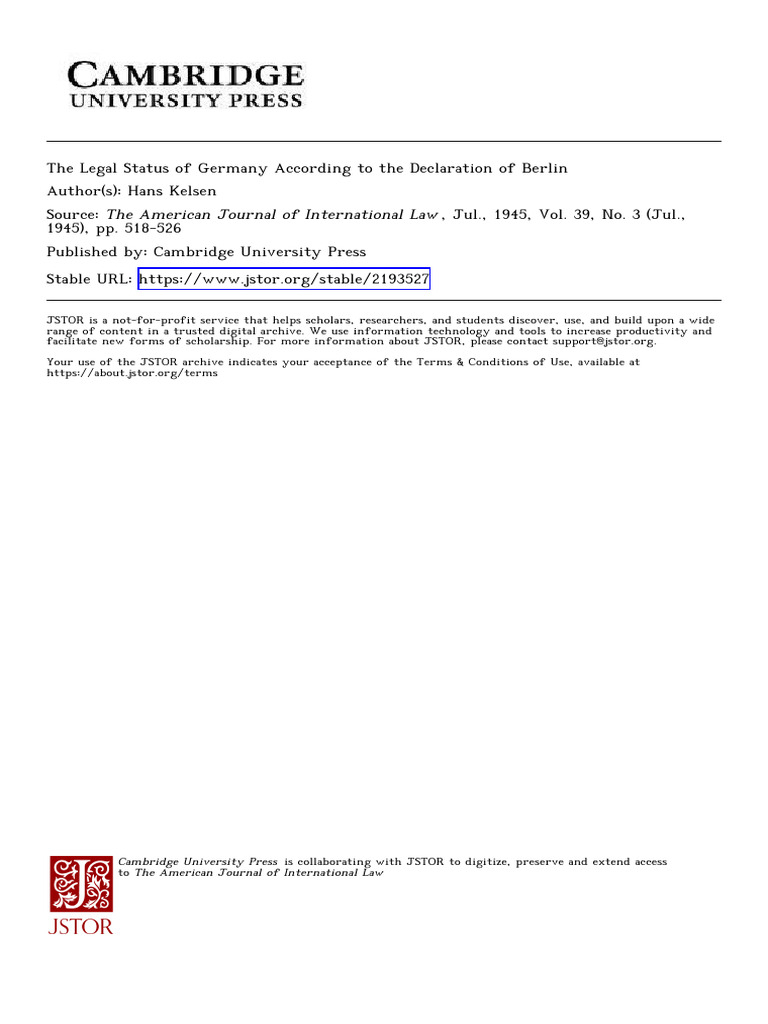 Germany's Legal Status Post-Berlin Declaration | PDF | Military ...