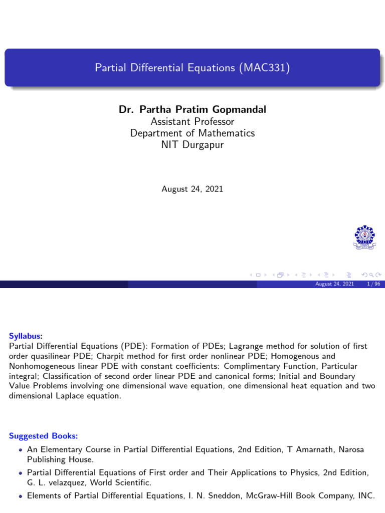 Pde 1 | PDF | Partial Differential Equation | Differential Equations