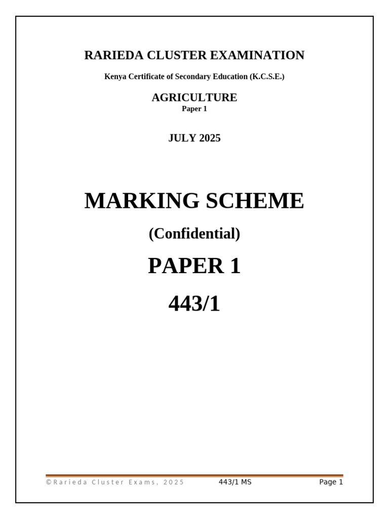 KCSE 2025 Agriculture Paper 1 Marking Scheme | PDF | Crop Rotation | Soil