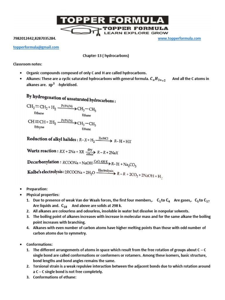 Chapter 13 Class 11th Chemistry | PDF | Alkane | Alkene