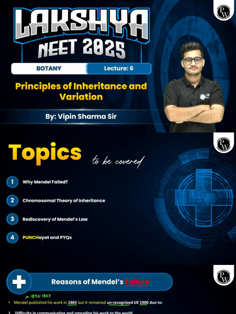 Principles of Inheritance and Variation 06: Class Notes - Lakshya NEET ...