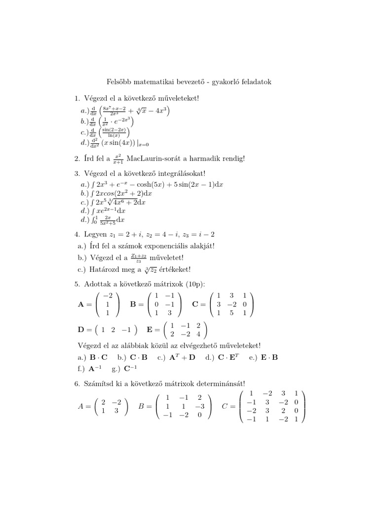 Matematikai Módszerek A Fizikában - ZH Minta | PDF