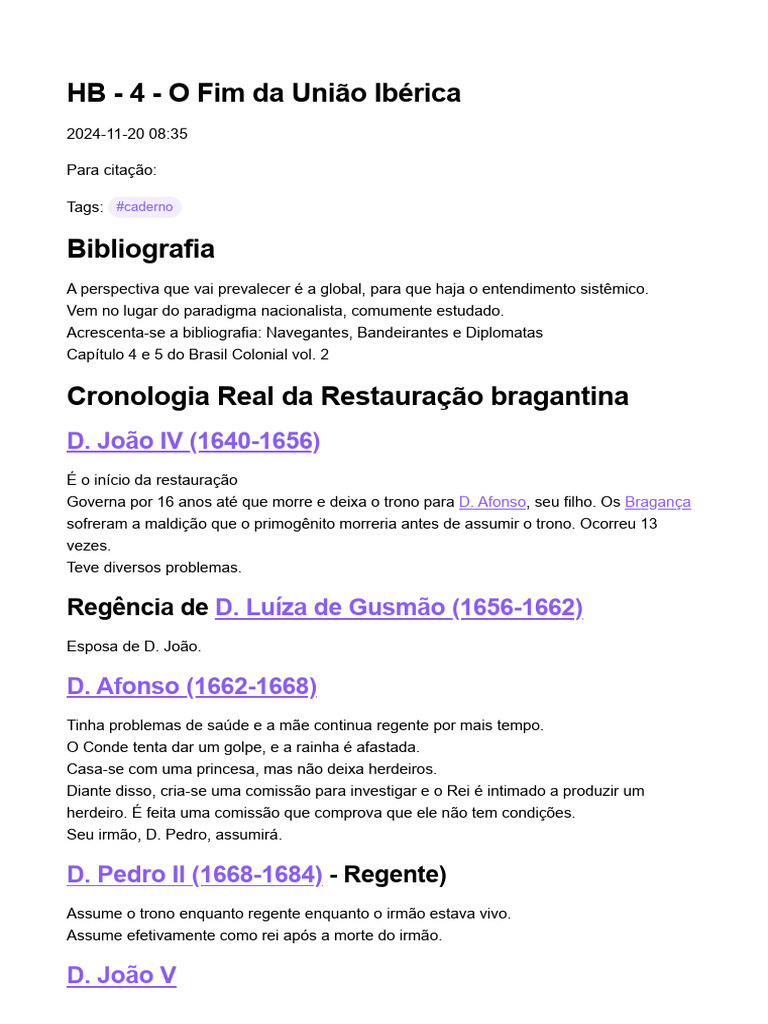 Fim da União Ibérica e Restauração Portuguesa | PDF | Portugal