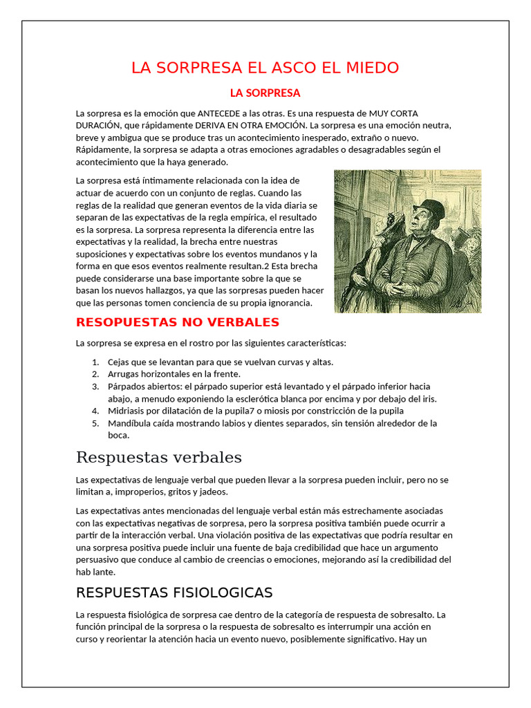 Emoción de Sorpresa: Definición y Respuestas | PDF | Asco | Las emociones