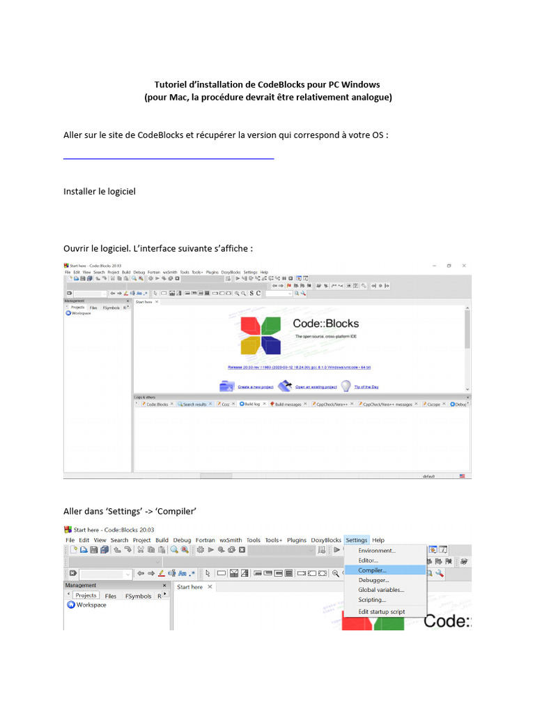 Installation de CodeBlocks sur Windows | PDF
