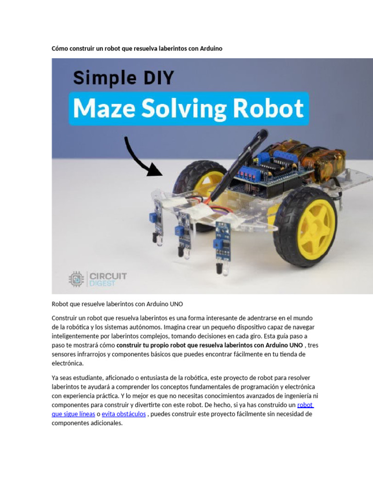 Robot Laberinto con Arduino UNO | PDF | Robot | Robótica