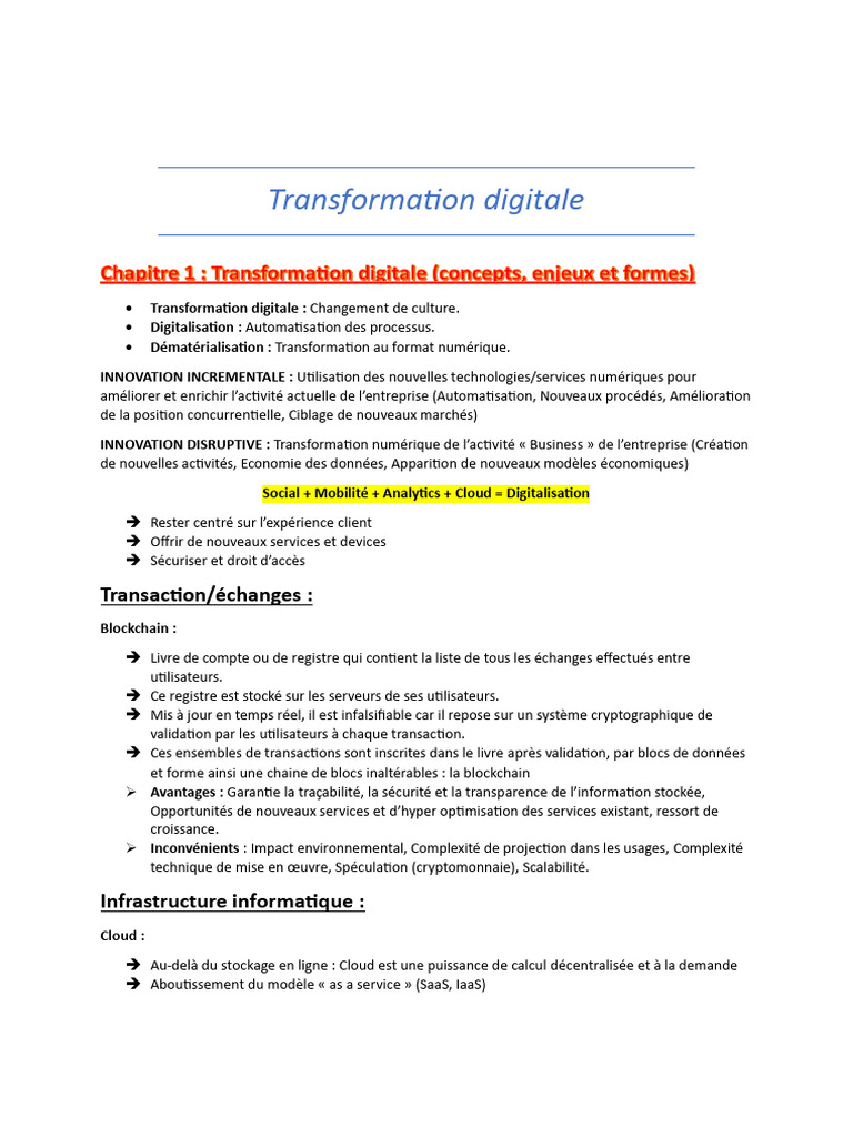 Transformation digitale et innovations clés | PDF | Cloud computing ...