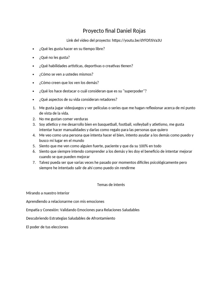 Proyecto Final Daniel Rojas | PDF