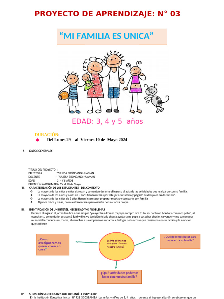Proyecto de Aprendizaje Mi Familia | PDF | Adultos | Las emociones