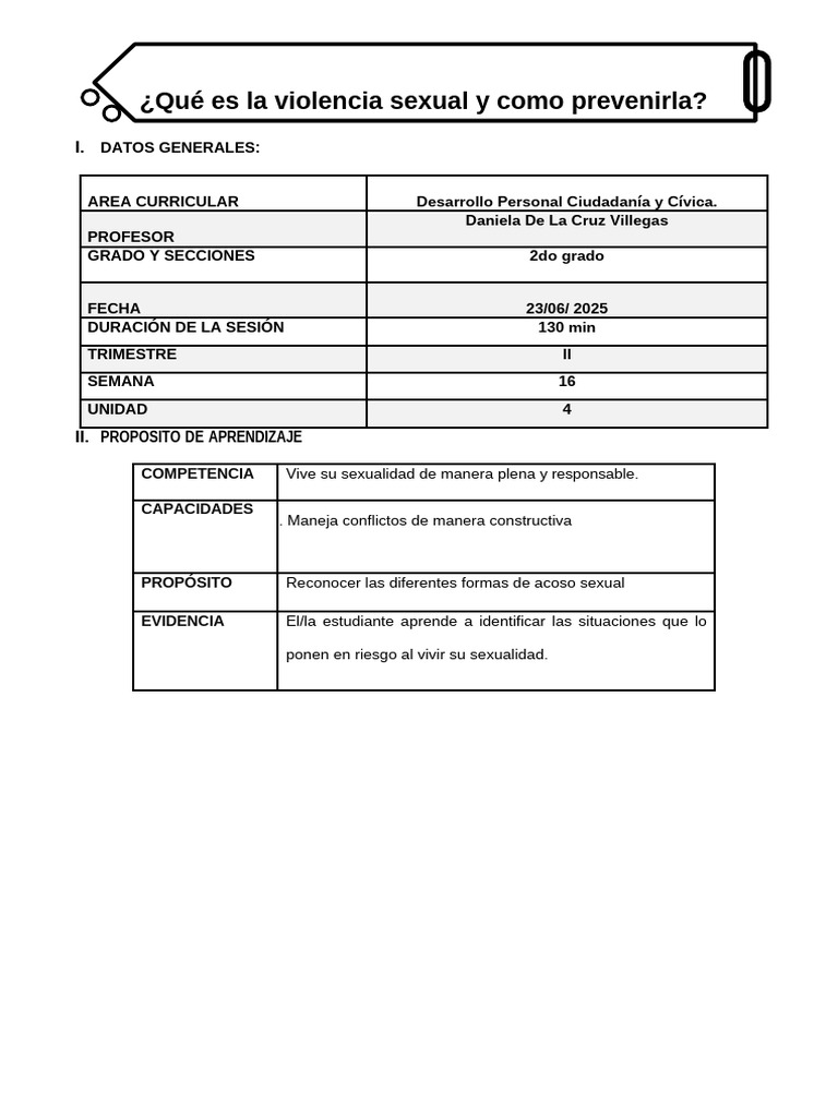 Prevención de la Violencia Sexual en Clase | PDF | Aprendizaje ...