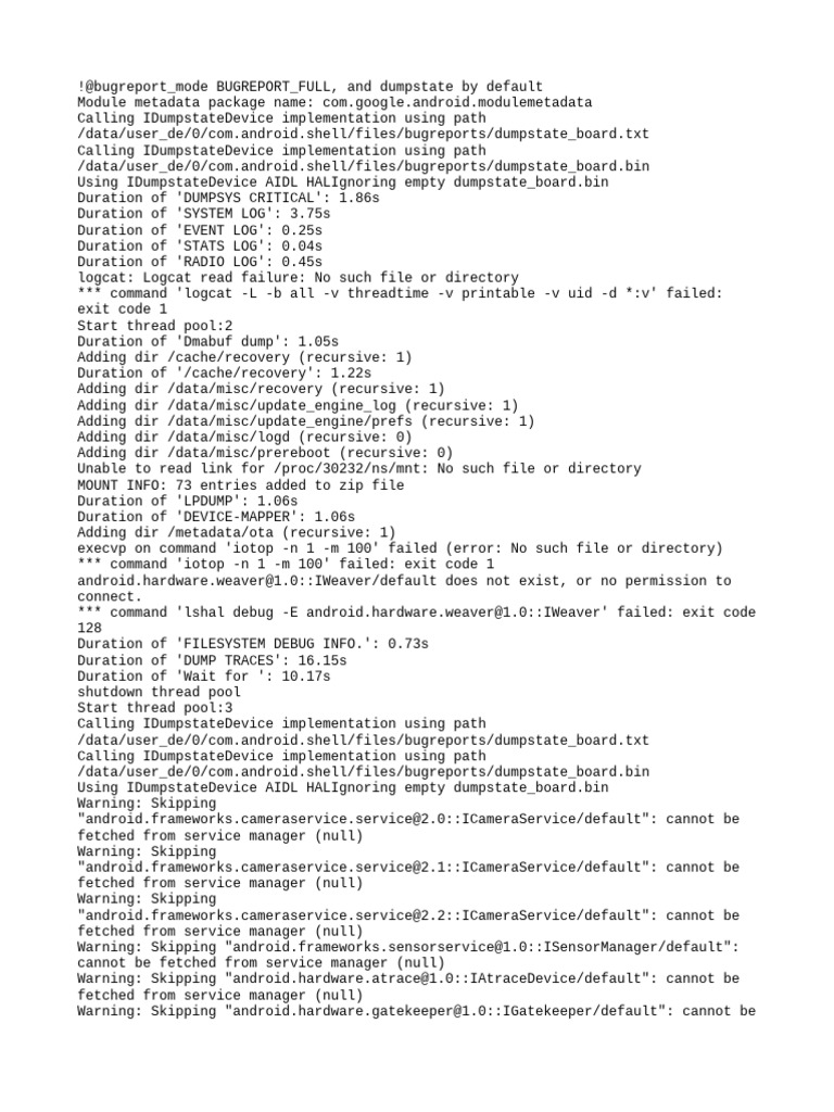 Dumpstate Bug Report Analysis | PDF | Computer Engineering | Software