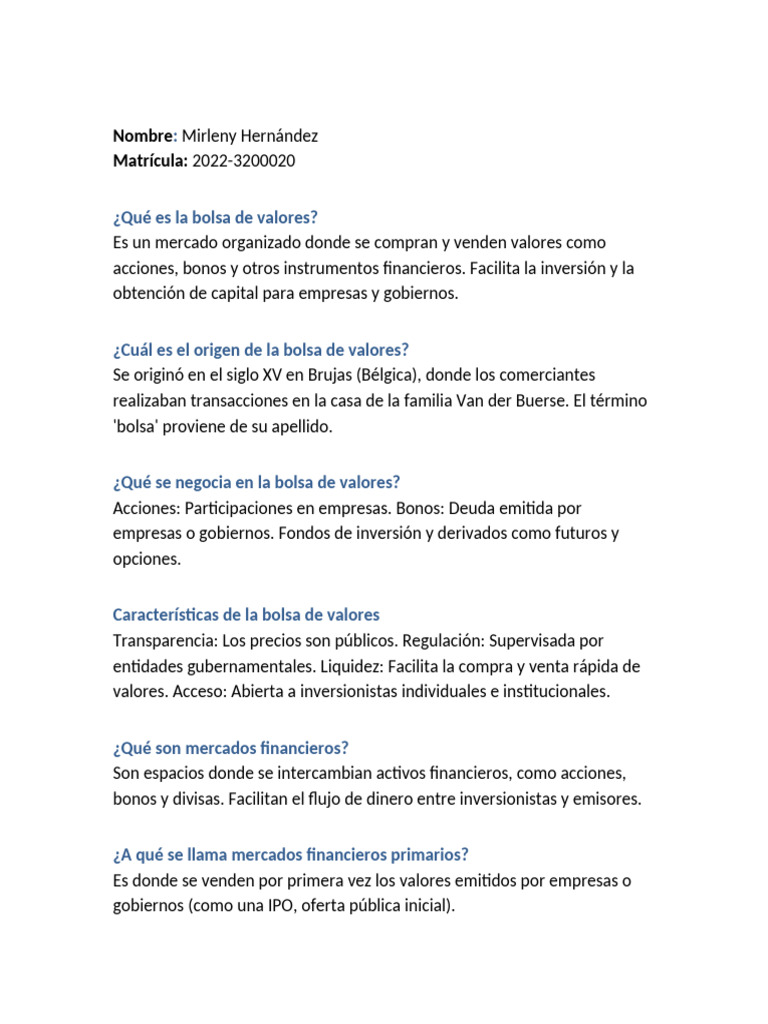 Guía Completa sobre la Bolsa de Valores | PDF | Bolsa | Compartir ...