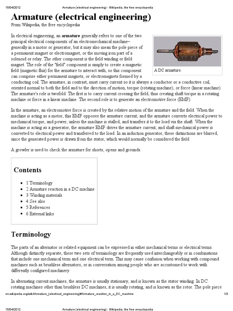 Armature (Electrical Engineering) - Wikipedia, The Free Encyclopedia