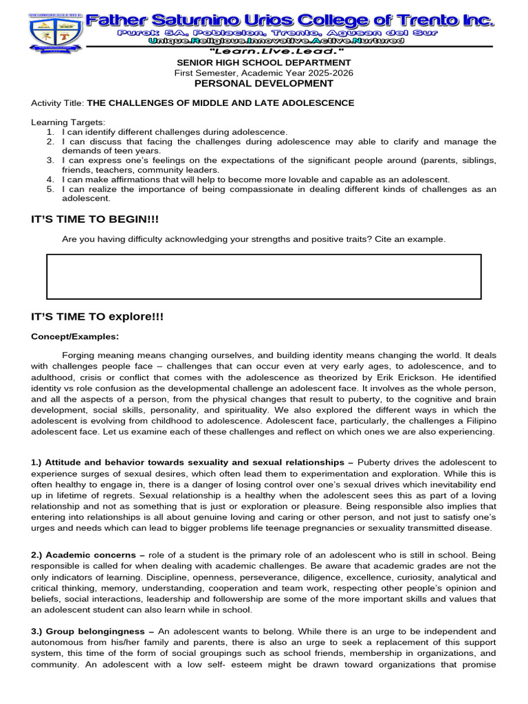 Navigating Adolescent Challenges | PDF | Adolescence | Liberal Arts ...