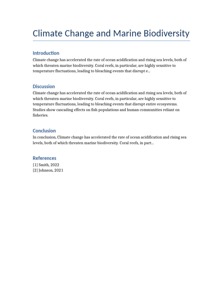 Impact of Climate Change on Marine Life | PDF