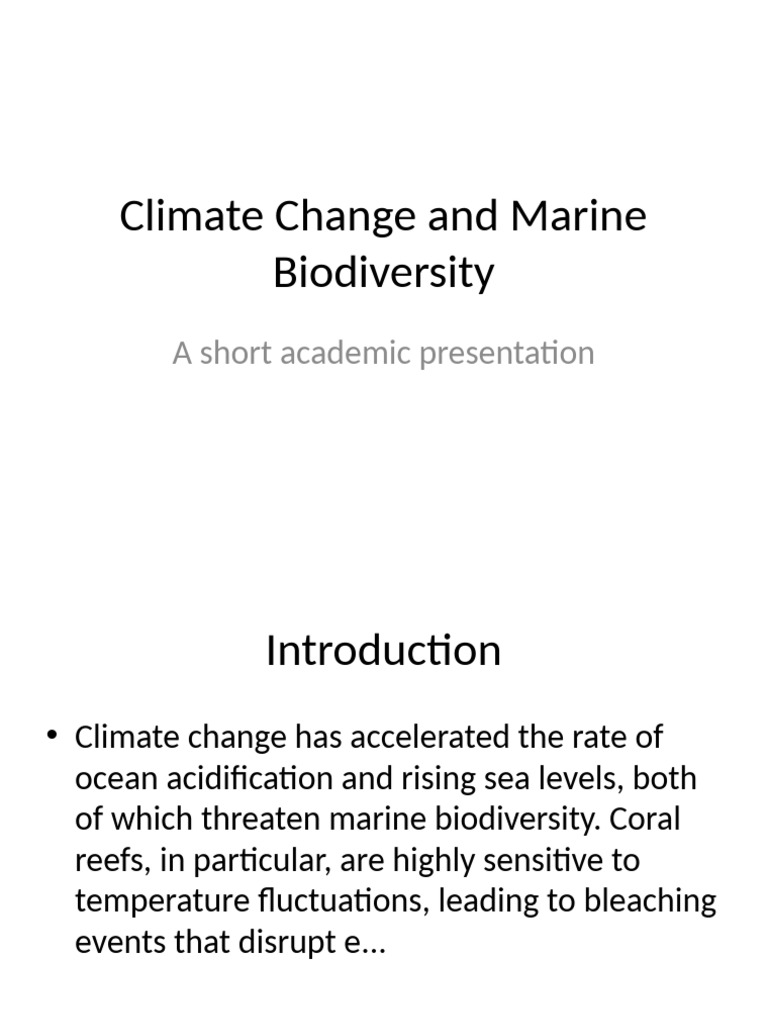 Climate Change and Marine Biodiversity Models | PDF