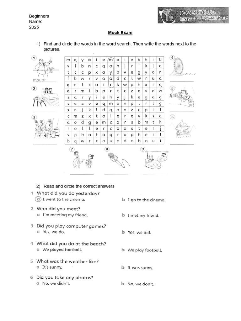 2025 Beginners Mock Exam Guide | PDF