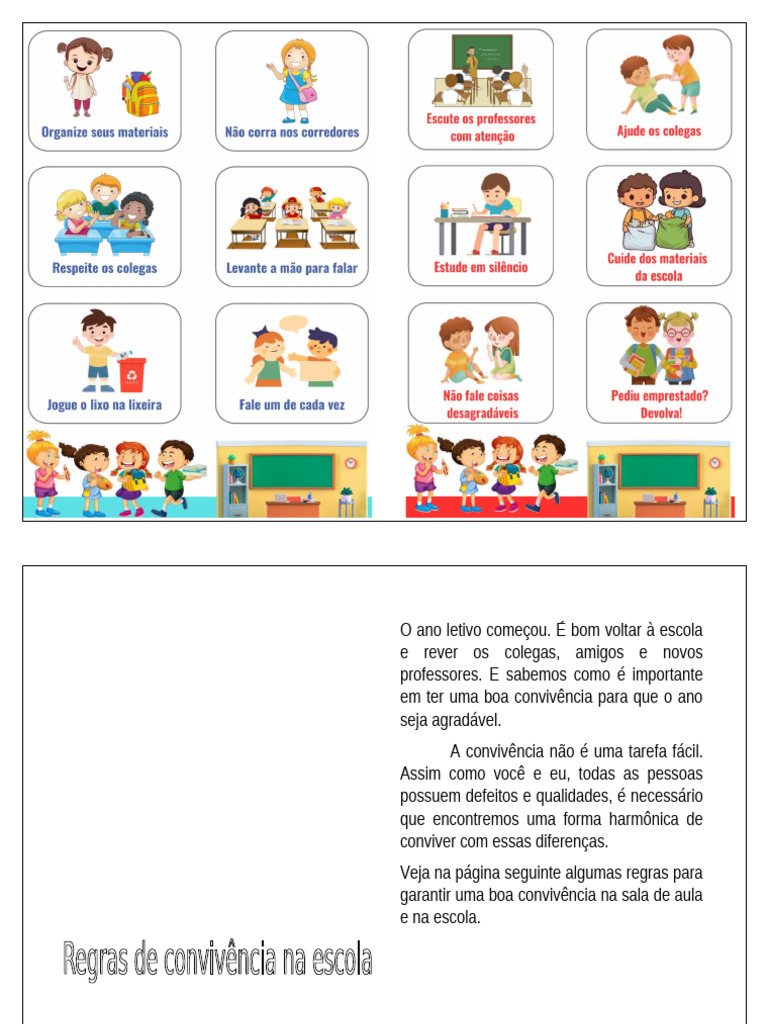 Regras para Boa Convivência Escolar | PDF