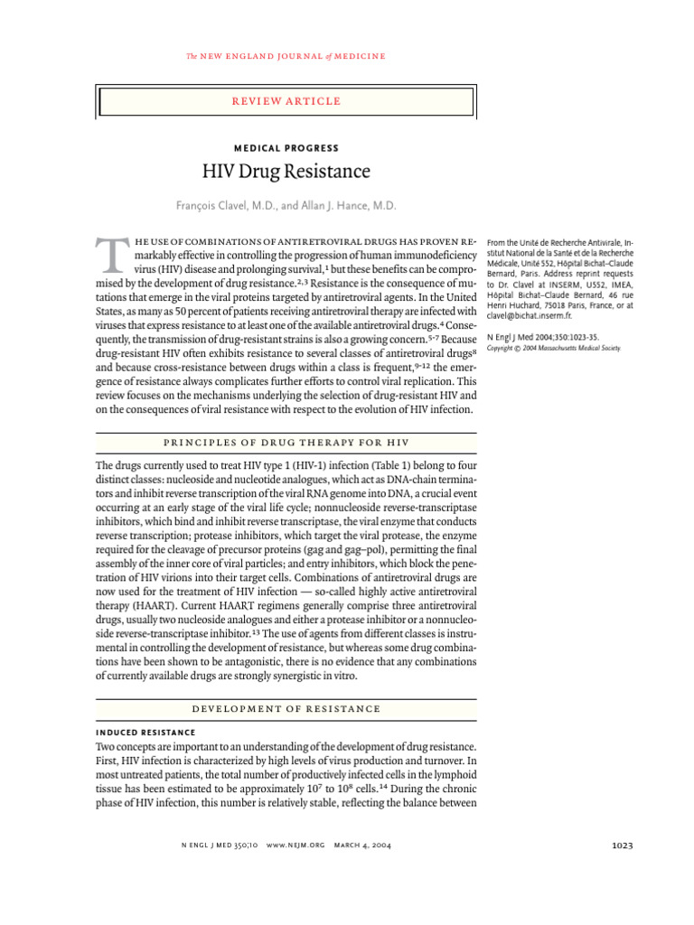 HIV Drug Resistance Mechanisms Explained | PDF | Management Of Hiv/Aids ...
