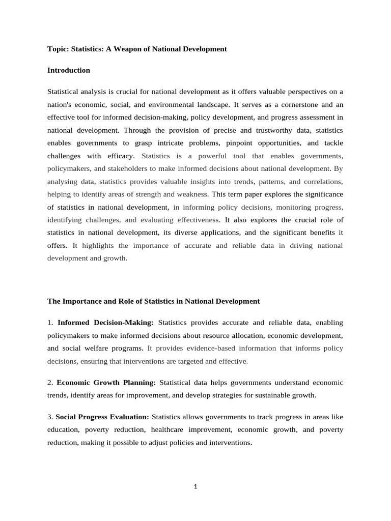 Statistics for National Development Insights | PDF | Policy | Governance