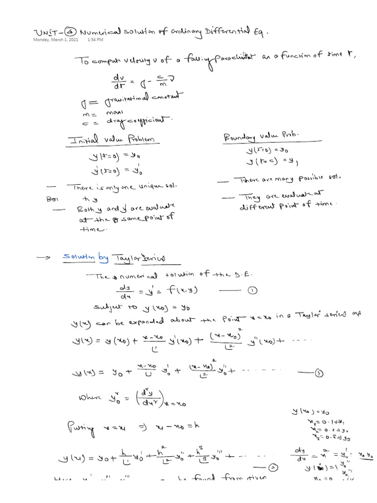 Numerical Solution of Ordinary Differential 2 | PDF