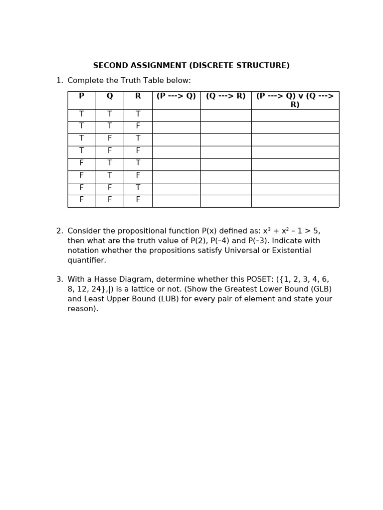 Discrete Structures Assignment Analysis | PDF