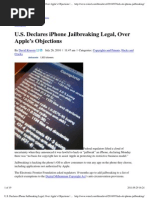 Jail Breaking and Unlocking Is LEGAL As Confirmed by The US Federal Court of Appeal 2011-09-29