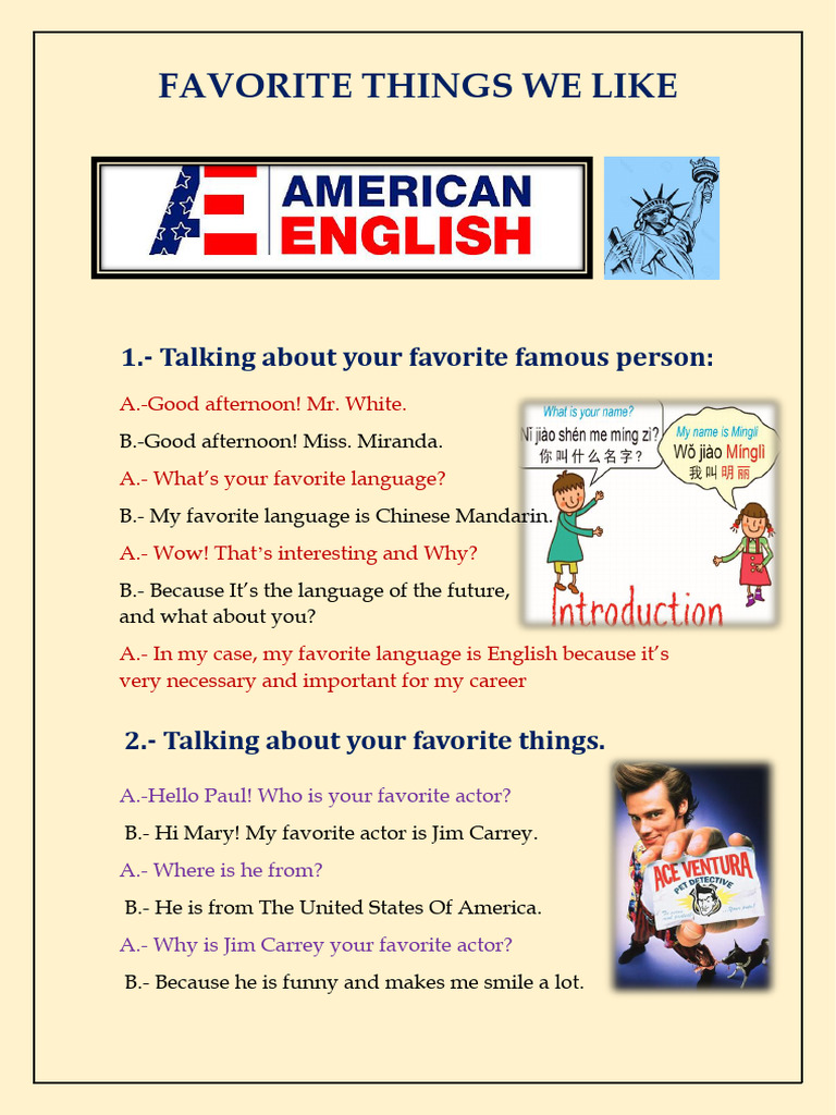 Week 11 Ingles Americano Favorite Things and People-Convertido-1 | PDF