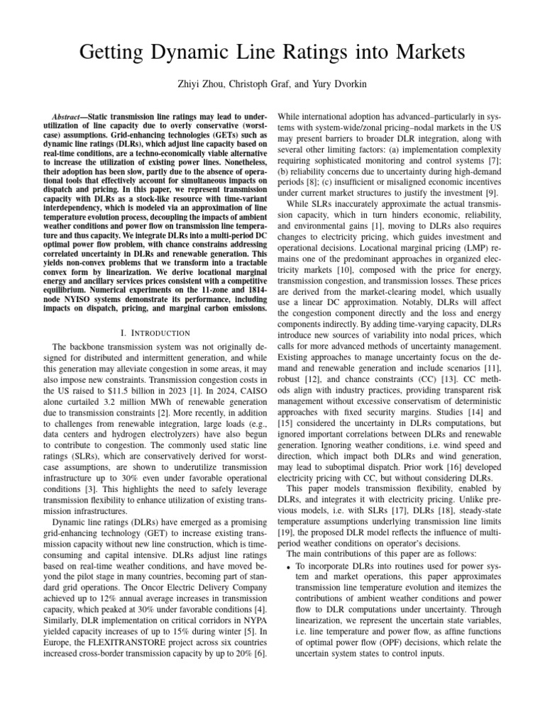Dynamic Line Ratings for Market Integration | PDF | Electric Power ...