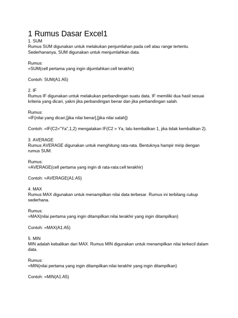 Rumus Excel Penting untuk Fresh Graduate | PDF