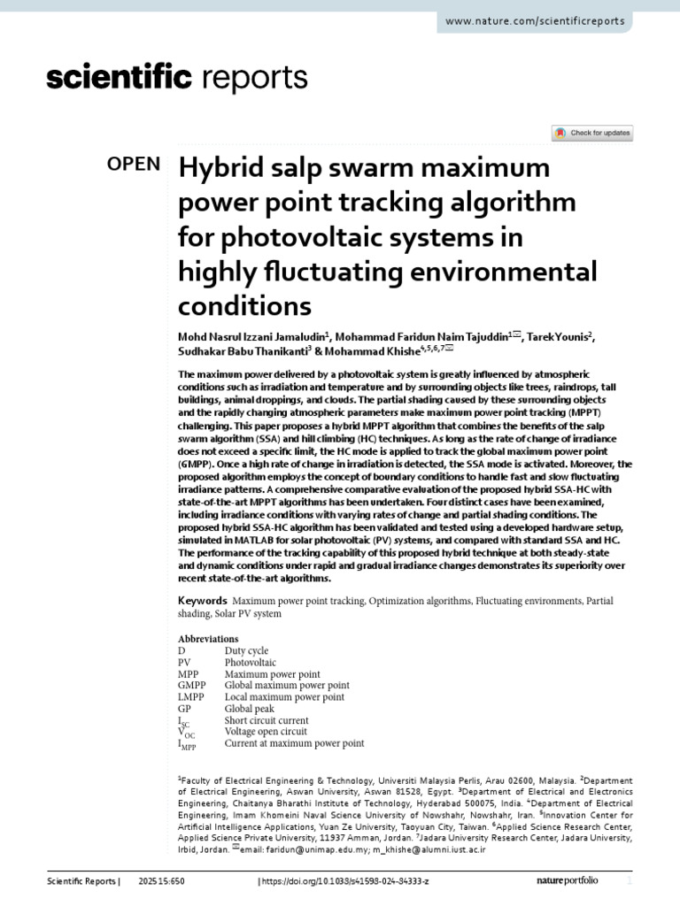 Hybrid MPPT Algorithm for PV Systems | PDF | Electric Power | Electricity