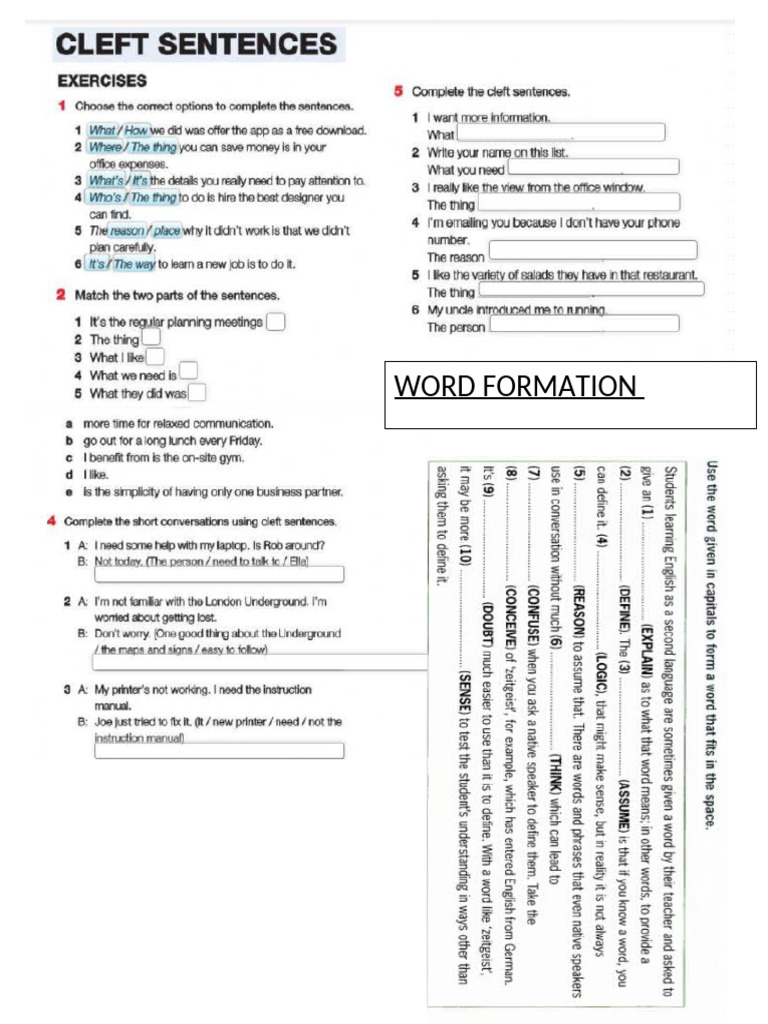 Revision of Cleft Sentences | PDF