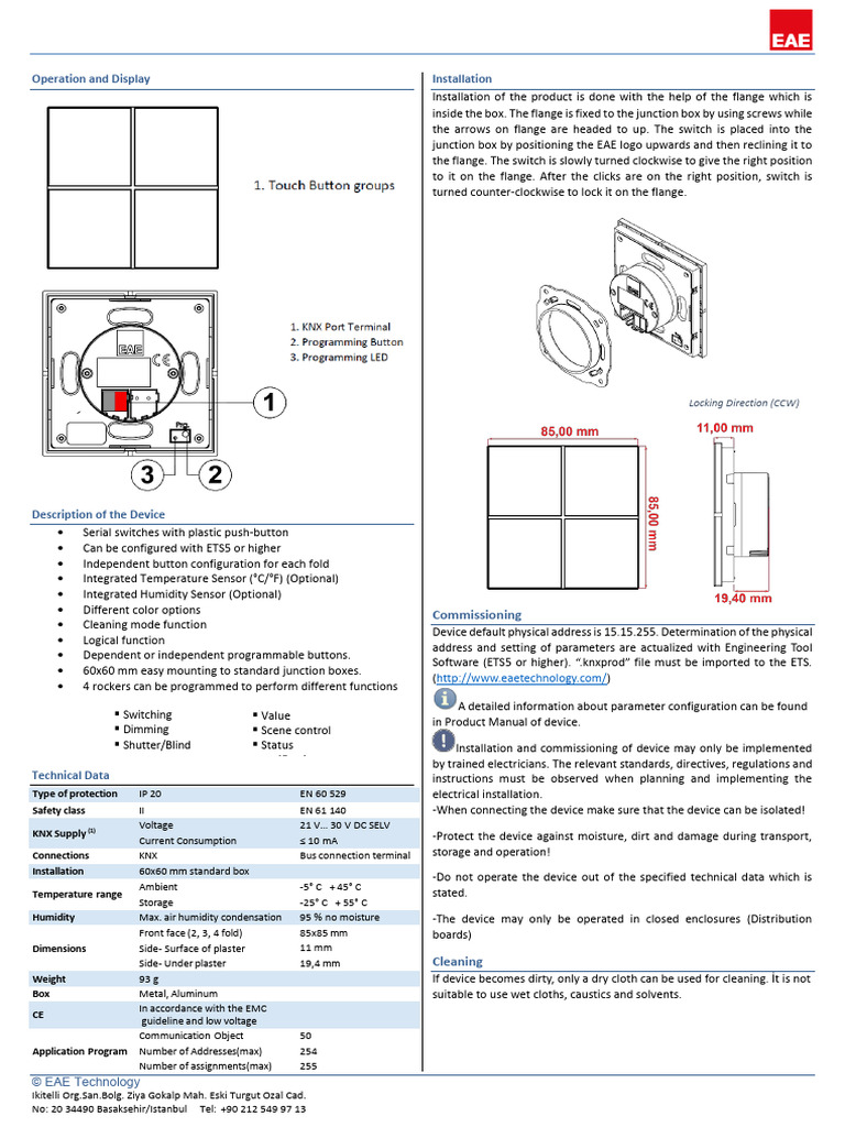 EAE KNX Rosa Switch Installation Guide | PDF | Switch | Electrical ...