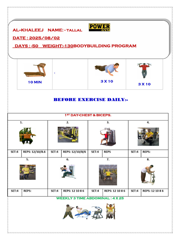 3-Day Bodybuilding Workout Plan | PDF