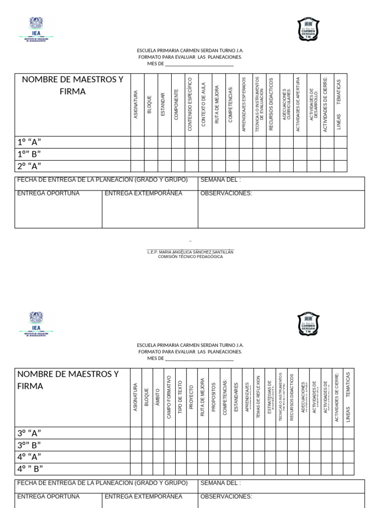 Formato de Evaluación de Planeaciones | PDF | Evaluación | Plan de estudios