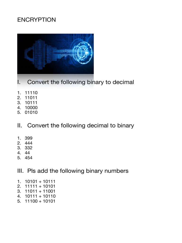 Binary to Decimal Conversion Worksheet | PDF