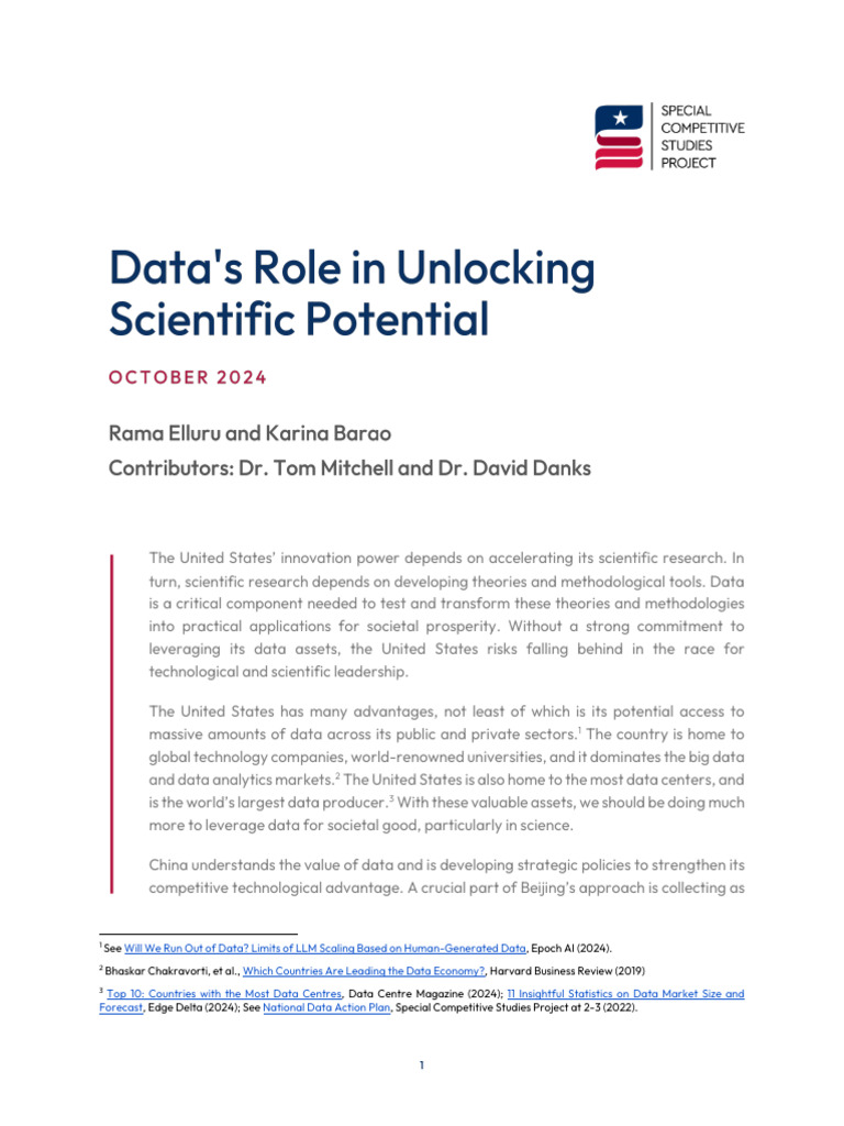 U.S. Data Strategy for Scientific Innovation | PDF | Artificial ...