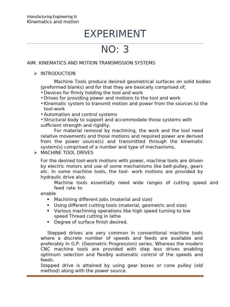 Experiment No 3 | PDF | Gear | Machines