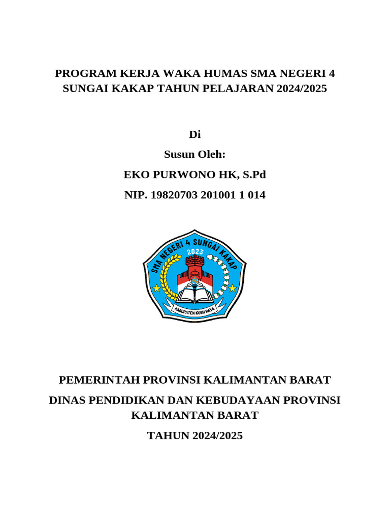 Program Kerja Humas SMA N 4 2024/2025 | PDF