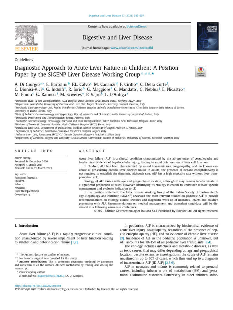 Pediatric Acute Liver Failure Guidelines | PDF | Hepatitis | Medical ...