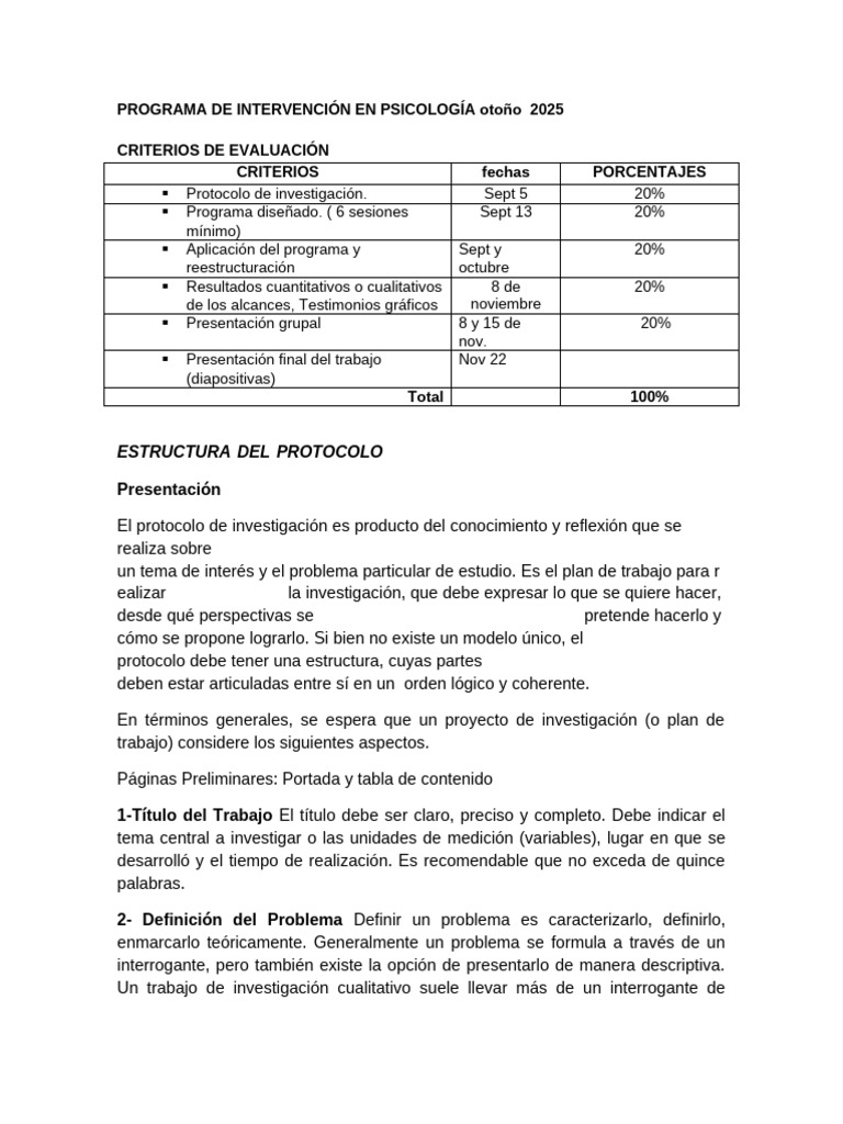 Programa de Intervención en Psicología 2025 | PDF | Teoría | Diseño